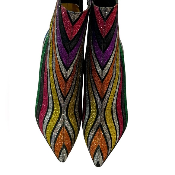 Christian Louboutin Multicolor So Kate 100 Striped Rainbow Glitter Heels Boots. - Picture 10 of 13